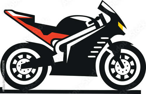 Sportbike Motorcycle Illustration Black Red White