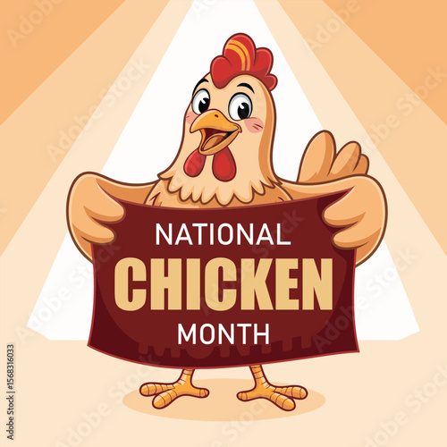 National Chicken Month is observed every year in September. Holiday concept. Template for background, banner, card, poster, placard, design template with unique shapes with standard color.