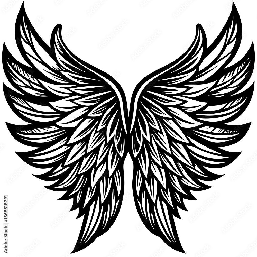 Obraz premium A pair of detailed wings isolated on white background