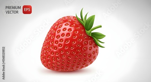 Realistic 3D Strawberry Vector Isolated on White Background