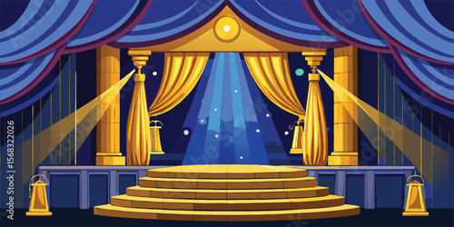 Gold Velvet Stage Curtains Opulent Theater Setting