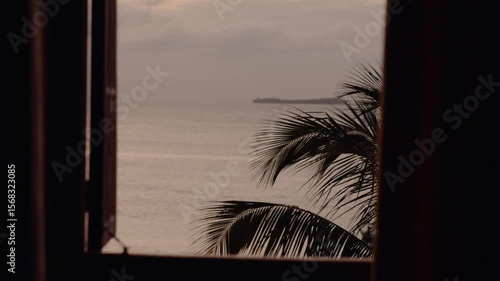Tropical sea view from hotel window, Stone Town Zanzibar