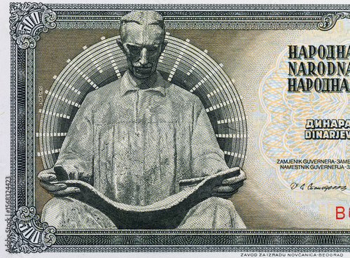Obraz na płótnie 500 Dinara Yugoslavia banknote 1986 with the image monument to Nikola Tesla in Niagara Falls