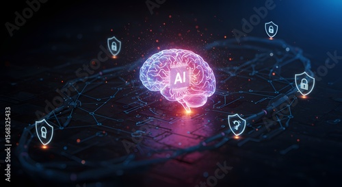 AI Brain Neural Network Artificial Intelligence and Security
