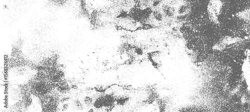Grainy grunge photo filter background. Black particles, fibers and flecks wallpaper. Vintage rough dirt dotted overlay. Vector sandy gritty template.
