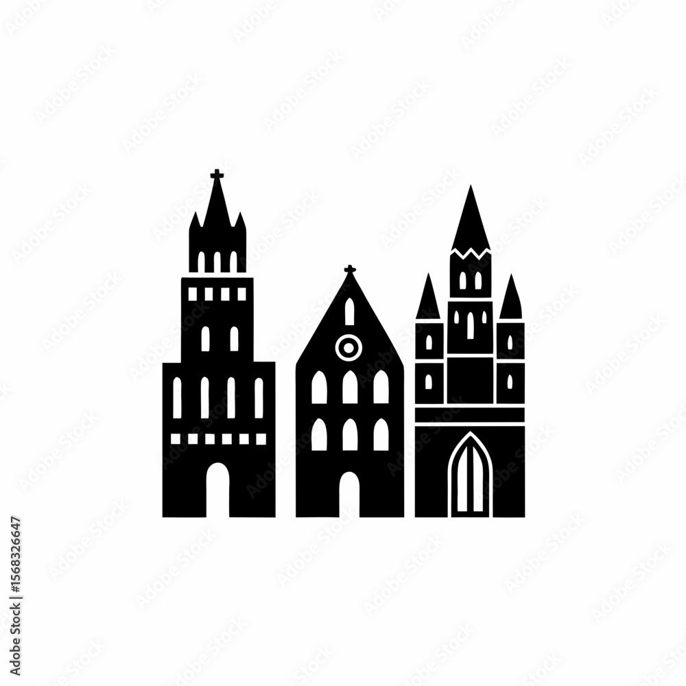 Fototapeta premium unique Tower silhouette vector silhouette illustration isolated on white background 