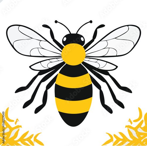 bee. simple yellow and black bumblebee art. honey bee symbol. transparent png and vector illustration.children, clip art, fly, graphic, insect, queen, signs, striped, transparent, wing, drawing, honey