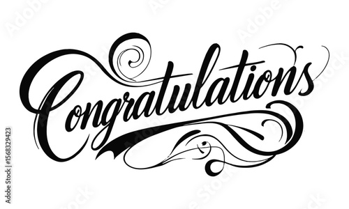 A clean and elegant vector illustration of the word Congratulations in a flowing, cursive calligraphy style, easily editable and scalable.