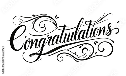 A clean and elegant vector illustration of the word Congratulations in a flowing, cursive calligraphy style, easily editable and scalable.