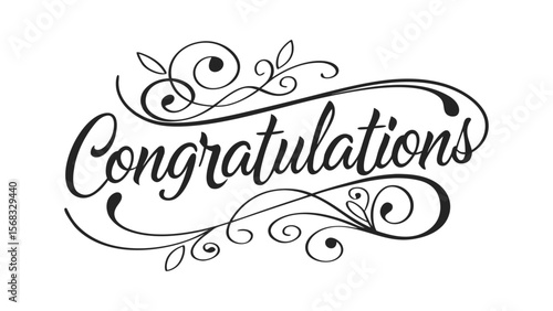 A clean and elegant vector illustration of the word Congratulations in a flowing, cursive calligraphy style, easily editable and scalable.