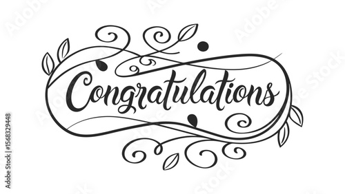 A clean and elegant vector illustration of the word Congratulations in a flowing, cursive calligraphy style, easily editable and scalable.