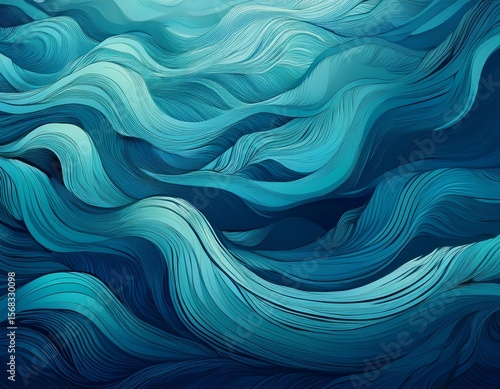 oceanic depths underwater scene with teal aquamarine navy gradients subtle wavy patterns ocean current imitation