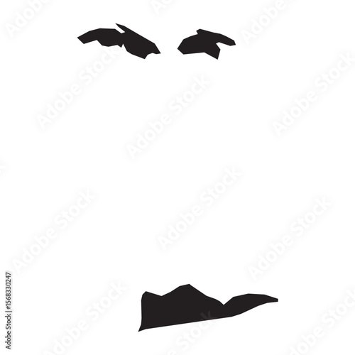 black silhouette map of u.s. virgin islands with internal borders isolated on white background, vector outline