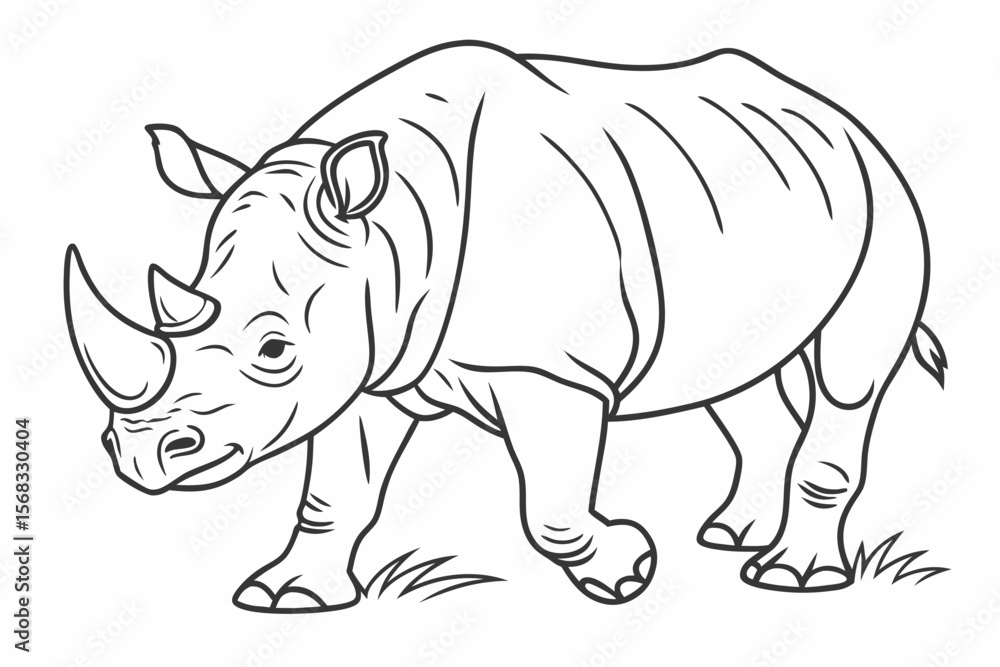 Fototapeta premium coloring page line art the rhinoceros black vector