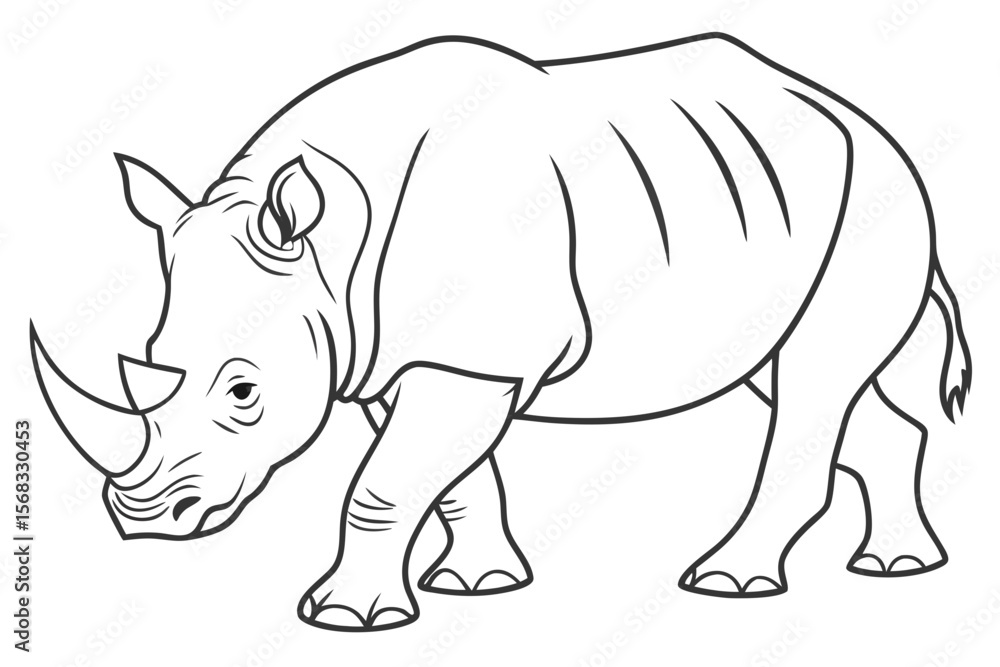 Fototapeta premium coloring page line art the rhinoceros black vector