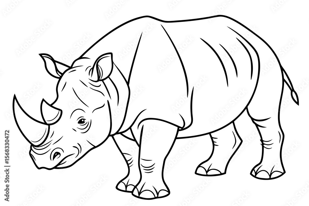 Fototapeta premium coloring page line art the rhinoceros black vector