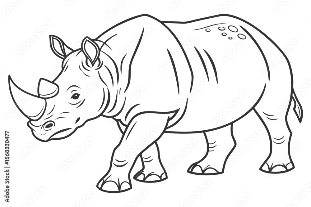 Fototapeta premium coloring page line art the rhinoceros black vector