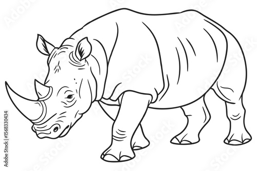 coloring page line art the rhinoceros black vector
