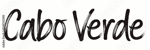 Cabo Verde Modern Brush Script Typography – Handwritten Black Text Isolated on White Background for Prints, Travel, Souvenirs, Designs