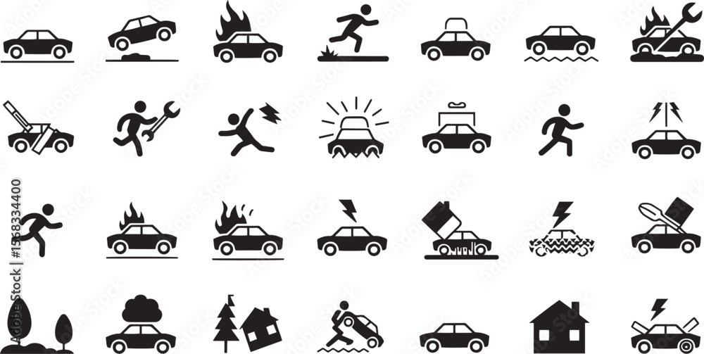 Fototapeta premium “Car Trouble & Roadside Emergency Icons Collection”