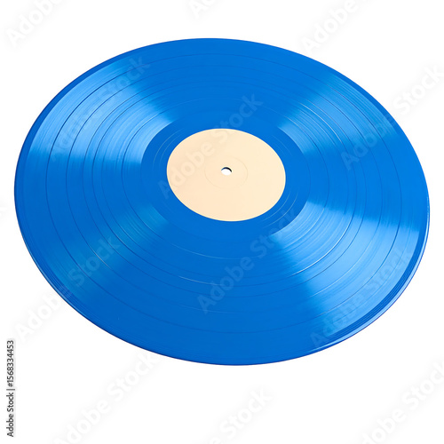 Vibrant Blue Vinyl Record Icon with Smooth Rounded Edge on Transparent Background
