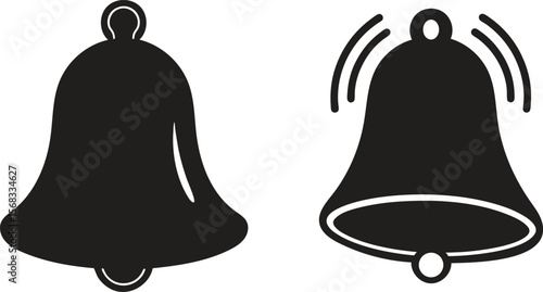 Two black bell icons one ringing vector