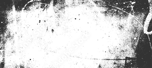 Grainy grunge photo filter background. Black particles, fibers and flecks wallpaper. Vintage rough dirt dotted overlay. Vector sandy gritty template.