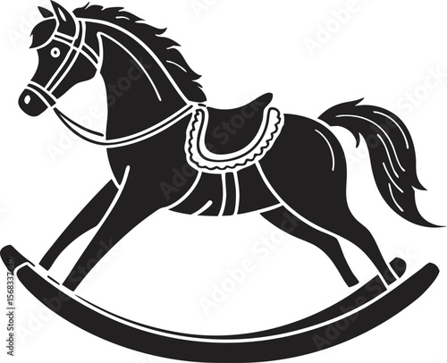 Vector art of a classic rocking horse toy isolated on white background