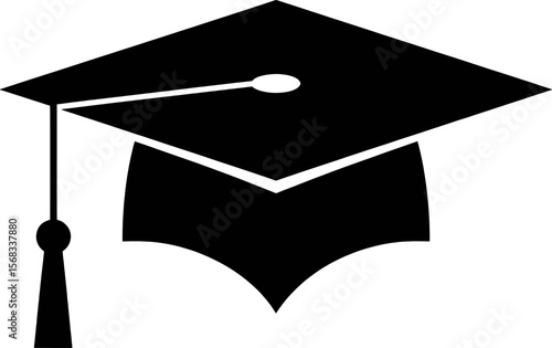Black graduation cap with tassel and tassel ball academic cap mortarboard