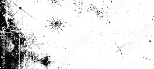 Grainy grunge photo filter background. Black particles, fibers and flecks wallpaper. Vintage rough dirt dotted overlay. Vector sandy gritty template.