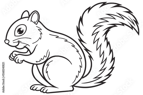 coloring page line art the squirrel black vector