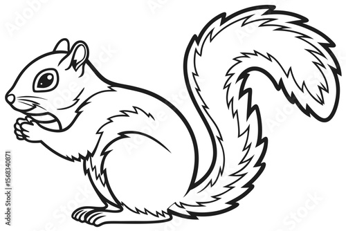 coloring page line art the squirrel black vector