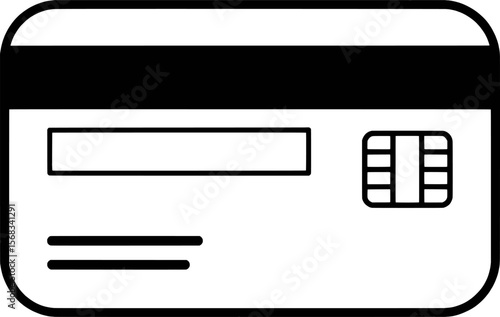 Black and white credit card chip and magnetic stripe graphic debit card payment