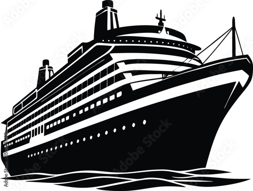 Vector art of a cruise ship isolated on white background