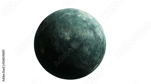 Dark, textured alien planet with greenish surface details. Transparent PNG.  perfect for sci-fi art, space games, or futuristic world-building projects
