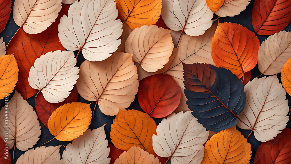 An autumn foliage seamless pattern with colorful leaves and natural textures. An autumn foliage seamless pattern with colorful leaves and natural textures.