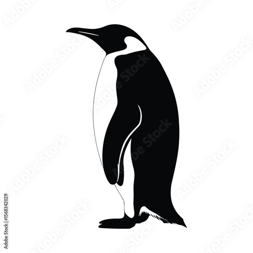 Simple Black and White Emperor Penguin Vector Illustration.