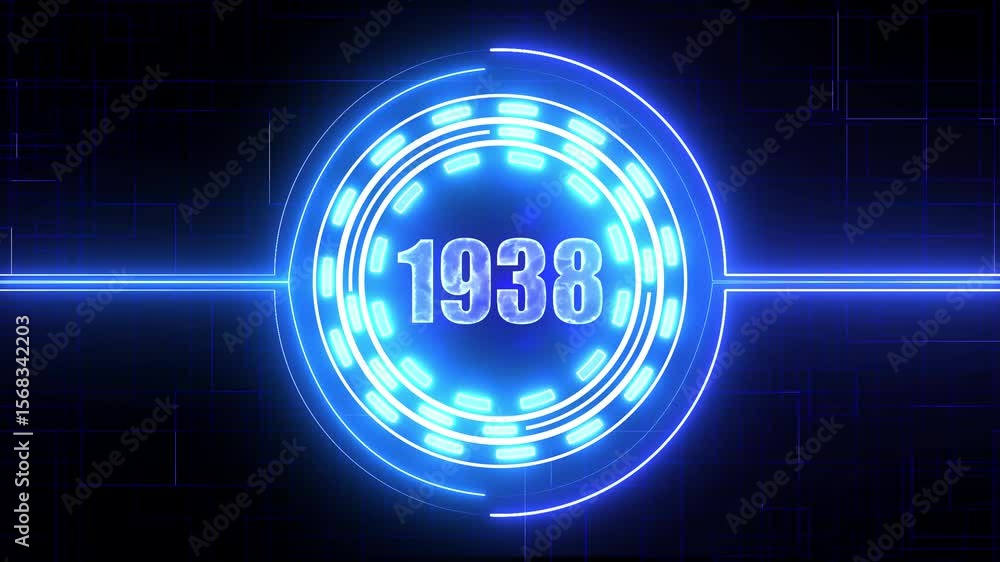 1938 text with screen effects of technological failures. Concept of counting years. Past year technology concept 1938 text with screen effects of technological failures. Concept of counting years. Past year technology concept