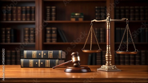 Law office justice scales gavel books image