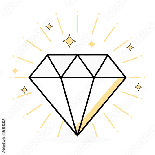 Premium Diamond Outline – Luxury Jewelry Vector Illustration