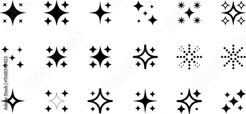 Sparkling starbursts and glitter effects vector graphic collection sparkle shine