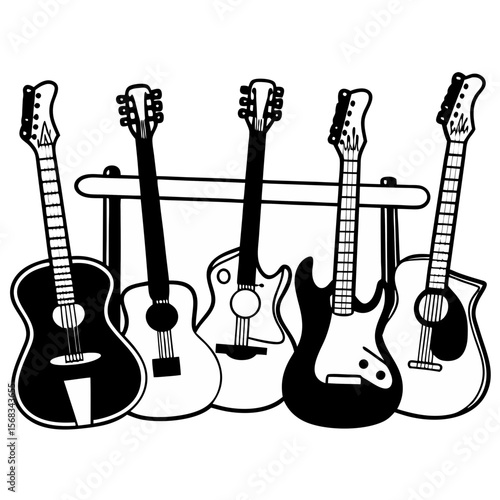  Collection of Guitars – Acoustic and Electric Musical Instruments for Rock, Jazz, and Blues