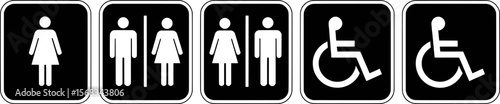 White gender and accessibility symbols on black background vector graphic