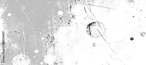 Grainy grunge photo filter background. Black particles, fibers and flecks wallpaper. Vintage rough dirt dotted overlay. Vector sandy gritty template.