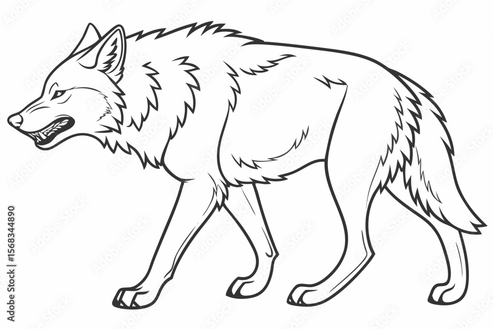 Fototapeta premium coloring page line art the wolf black vector