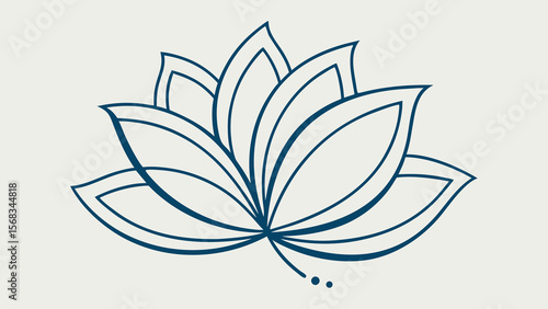 Elegant Lotus Flower Line Art Illustration