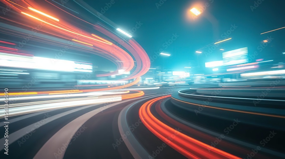 Obraz premium Long exposure lights create motion blur