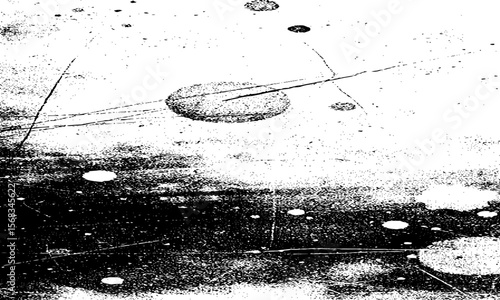 Grainy grunge photo filter background. Black particles, fibers and flecks wallpaper. Vintage rough dirt dotted overlay. Vector sandy gritty template.