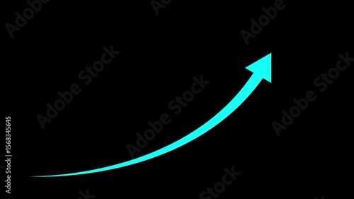 Growing business arrow on black. Profit arow .Business concept, growing chart. Concept of sales symbol icon with arrow moving up. Economic Arrow