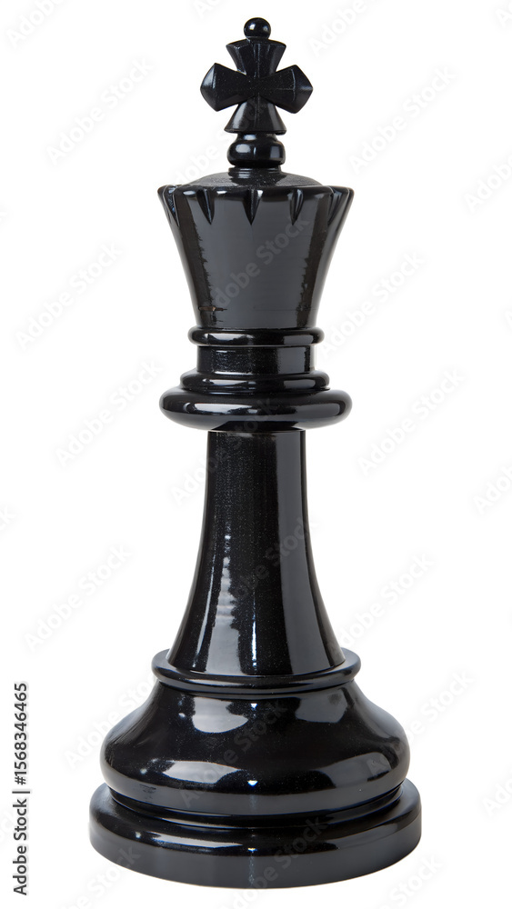 Glossy black chess king piece. It has a sleek, polished appearance with a subtle sparkle, suggesting a luxurious finish. The piece is well-defined, showcasing the classic design of a chess king. Glossy black chess king piece. It has a sleek, polished appearance with a subtle sparkle, suggesting a luxurious finish. The piece is well-defined, showcasing the classic design of a chess king.